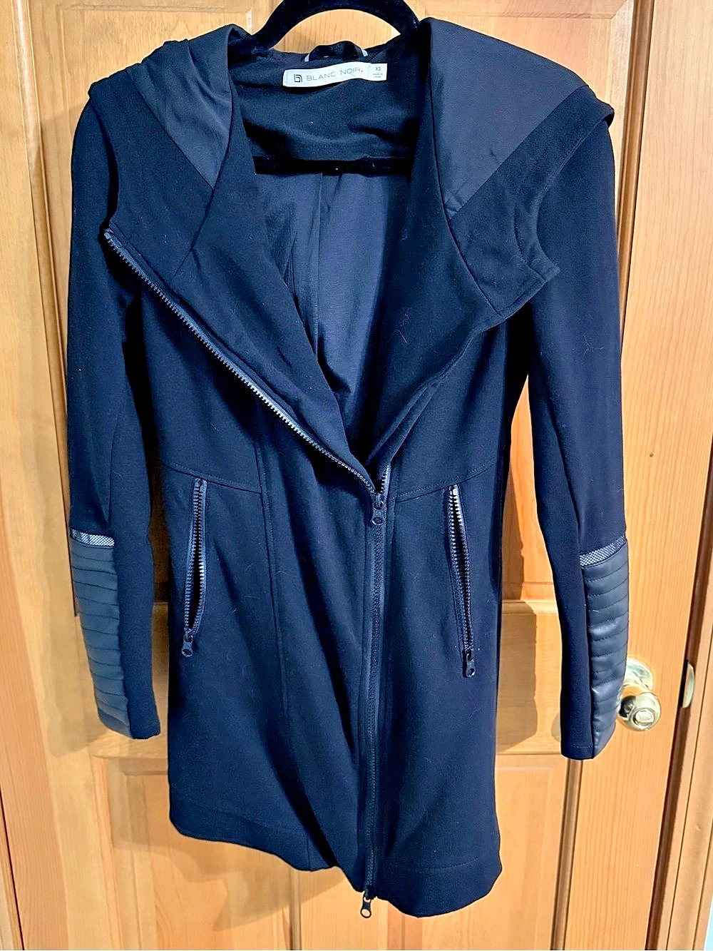 Blanc Noir Asym Hooded Moto Black Moto Jacket XS
